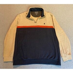 Izod Performance Pullover Men's Tan/Navy Advantage Natural Stretch 1/4 Zip XL